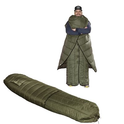 onewind XL Camping Sleeping Bag, Deluxe Hammock Top Quilt Poncho Recycled Nylon Fabric Dupont Sorona Filling, Ultralight Wearbale Backpacking Quilt for Adults