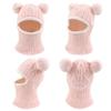 Winter Baby Knitted Hat Scarf Kids Boys Girls Hood Hats Toddler Earflap Beanie with Pompom (Pink 2, M) view 2