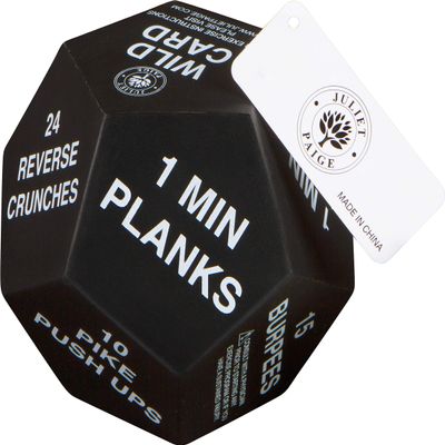 Juliet Paige Exercise Dice for Fitness, Gym Workouts, WOD, Home Bodyweight HIIT, and Adult Sports Training - 4 Inches in Diameter - 12 Sided (White (Intermediate))