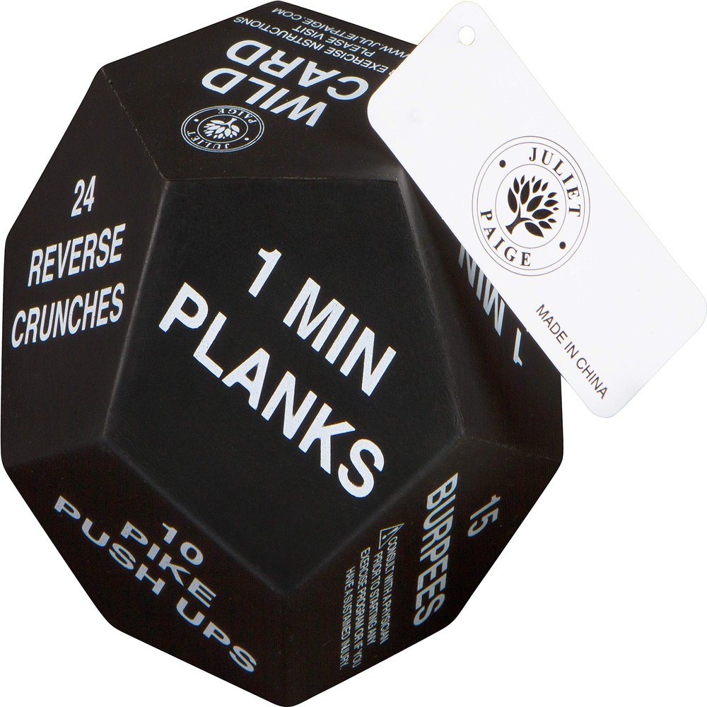 Juliet Paige Exercise Dice for Fitness, Gym Workouts, WOD, Home Bodyweight HIIT, and Adult Sports Training - 4 Inches in Diameter - 12 Sided (White (Intermediate))