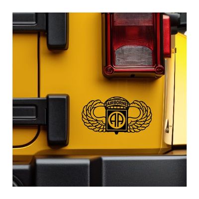 82nd Airborne with Wings Vinyl Decal (18" Wide, Black)