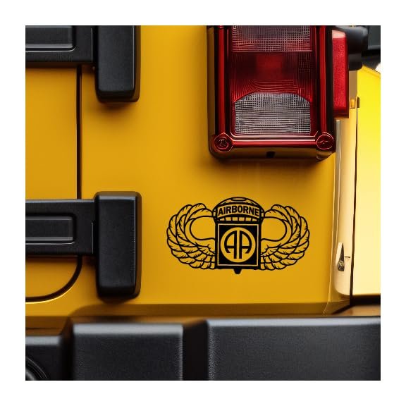 82nd Airborne with Wings Vinyl Decal (18" Wide, Black)