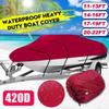 11-22 Ft 420D red Heavy Boat Cover for Fishing ski Boat Trailer Type V Hull Protection Canvas,14 to 16ft view 2