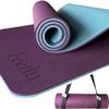 Feetlu Extra Thick Exercise Yoga Mat with Strap - 2/5 Inch (10MM), Non-Slip Workout Mat for Yoga, Pilates, and Floor Exercises(Dark Purple & Blue Gray) view 1