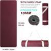 Feetlu Extra Thick Exercise Yoga Mat with Strap - 2/5 Inch (10MM), Non-Slip Workout Mat for Yoga, Pilates, and Floor Exercises(Dark Red & Blue Gray) view 2