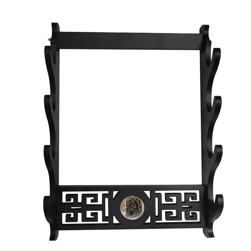 GOONSDS Wall Mount Sword Holder Samurai Display Hanger for Katana Wakizashi 4Tier,Tai Chi 4 Tier
