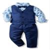 Abolai Boys' 3 Piece Vest Set with Blue Shirt,Vest and Pant Style2 Blue 80 view 1