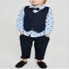 Abolai Boys' 3 Piece Vest Set with Blue Shirt,Vest and Pant Style2 Blue 80 view 2