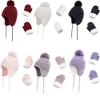Kids Winter Beanie Hat Mittens Set Warm Fleece Hat Baby Toddler Knitted Hat & Gloves for Boys, Girls view 4