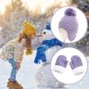 Kids Winter Beanie Hat Mittens Set Warm Fleece Hat Baby Toddler Knitted Hat & Gloves for Boys, Girls view 2