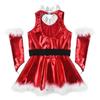 Agoky Girls Sequins Figure Ice Skating Roller Skating Ballet Dance Dress Christmas Santa Dance Costume Red Backless Costume 13-14 view 4