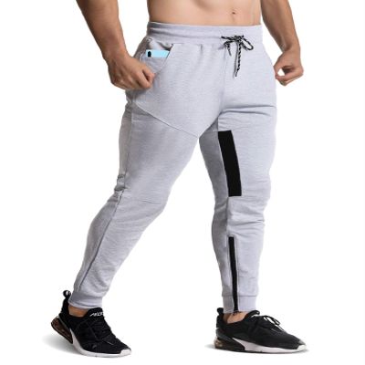 EVERWORTH Men's Joggers Workout Pants Gym Running Sweatpants Casual Slim Fit Tapered Pant with Ankle Zippers Light Grey US L Tag 2XL