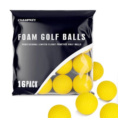 CHAMPKEY Practice Foam Golf Balls 16 or 32 Pack | Limited Flight Golf Balls | True Spin and Feel Training Golf Practice Balls16 Pack