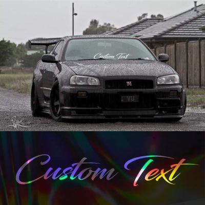 Custom Text Personalized Script Windshield Banner Decal Sticker car Truck SUV sw - 36 - Silver