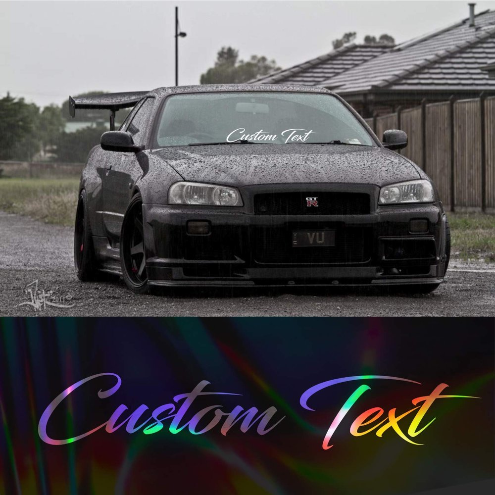 Custom Text Personalized Script Windshield Banner Decal Sticker car Truck SUV sw - 36 - Silver