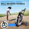 SereneLife Foldable 2-Wheel Golf Push Cart  Lightweight Aluminum Pull Trolley with Bag Straps, Quick Brake, Adjustable Handle, Compact Folding Design, Easy Transport for Golfers on the Move view 2