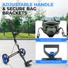 SereneLife Foldable 2-Wheel Golf Push Cart  Lightweight Aluminum Pull Trolley with Bag Straps, Quick Brake, Adjustable Handle, Compact Folding Design, Easy Transport for Golfers on the Move view 3