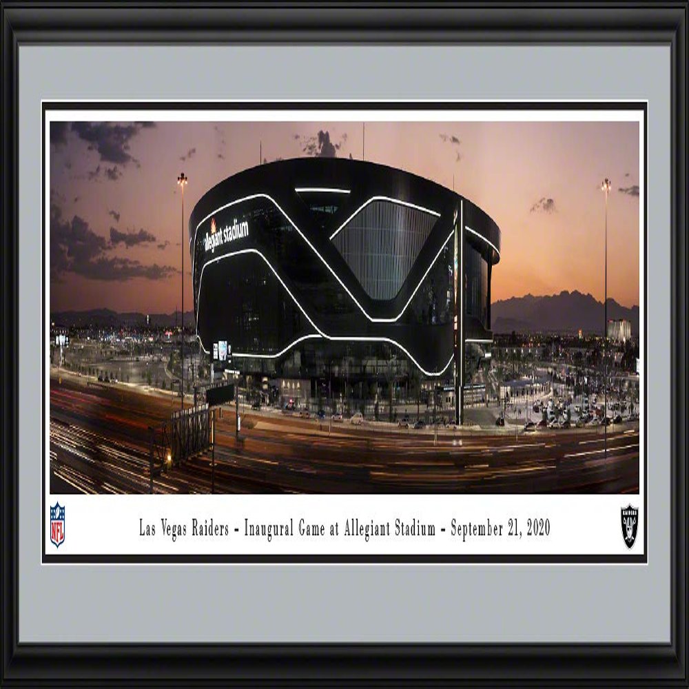 Allegiant Stadium, Home of the Las Vegas Raiders - 44x18-inch Double Mat, Deluxe Framed Picture