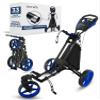 SereneLife Golf Cart Lightweight Foldable Golf Push Cart - Aluminum Folding Trolley with Adjustable Handle, Elastic Bag Straps, Dual Brakes, Scorecard & Cup Holders for Easy Maneuverability view 1