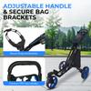 SereneLife Golf Cart Lightweight Foldable Golf Push Cart - Aluminum Folding Trolley with Adjustable Handle, Elastic Bag Straps, Dual Brakes, Scorecard & Cup Holders for Easy Maneuverability view 3
