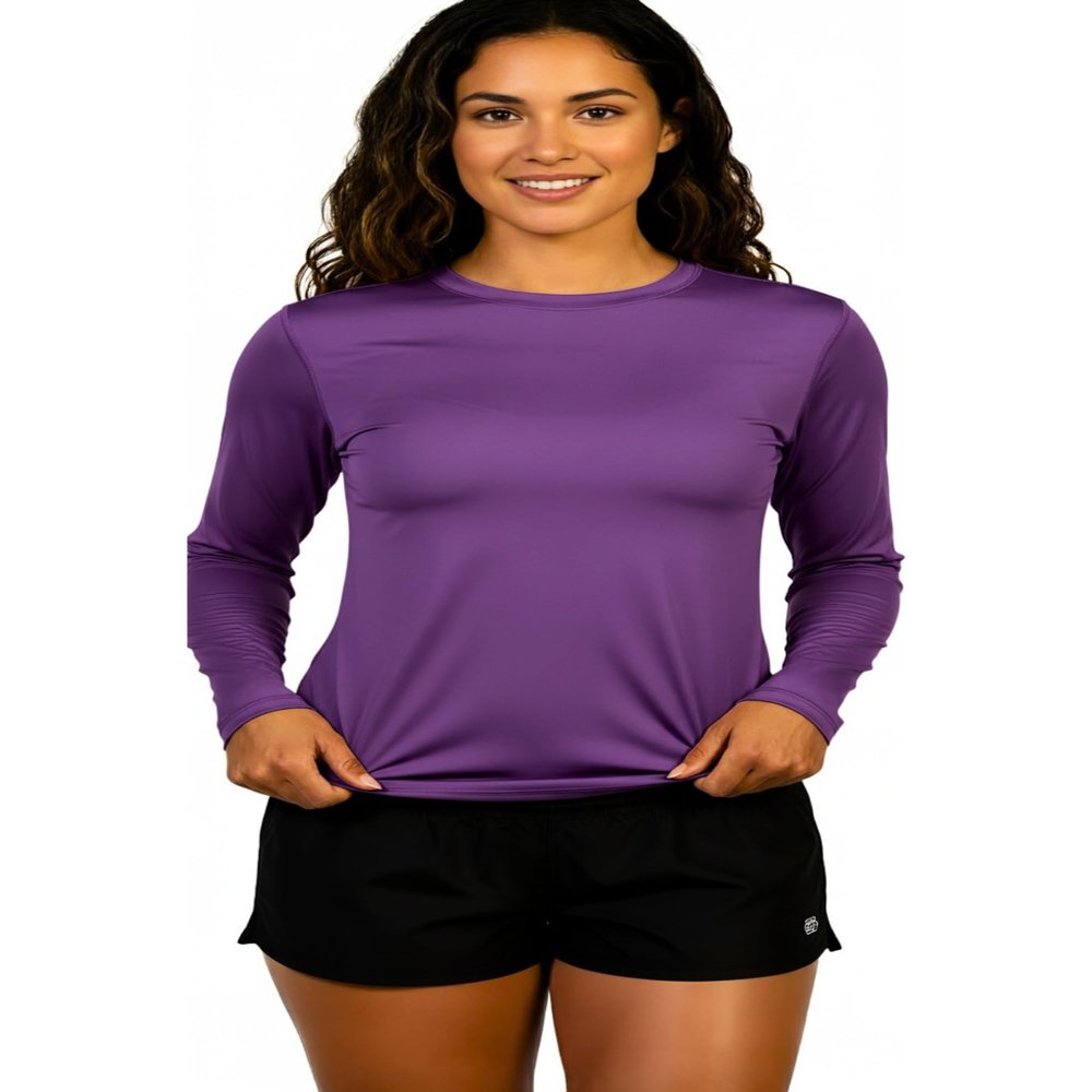 INGEAR Women's Rash Guard Shirts UPF 50+ Swim Shirt for Sun Protection Running Shirt Lightweight Quick Dry Top Sizes S-XXL (Purple, X-Large)