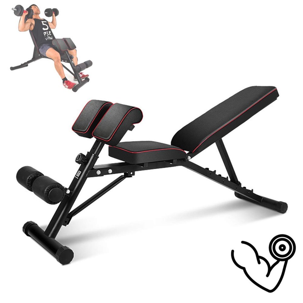 Adjustable Weight Lifting Utility Workout Bench, Home Training Gym Weight Lifting Sit Up Ab Bench, Ideal for Fitness Beginners and Professionals, 200 Kg Capacity, Black