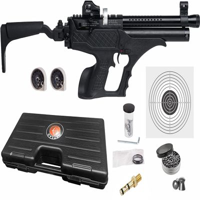 Wearable4U - Hatsan Sortie Tact Semi-Auto PCP Synthetic .177 Cal Air Pistol with 100x Paper Targets and 500x .177cal Pellets Bundle