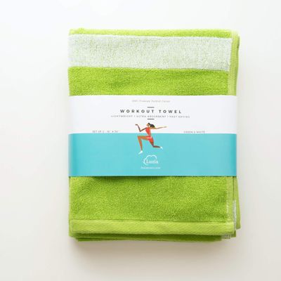 Luzia Striped Workout Towel for Sweat (Pack of 4) - Premium Quality 100% Turkish Cotton - Lightweight and Super Absorbent for Exercise, Sports, Workout, Fitness, Gym, Yoga, Running (Green)