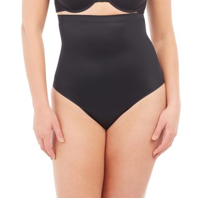 Red Hot by Spanx High-Waist Shapewear Thongs for Women Cotton Gusset 86% Nylon 14% Elastane Very Black LG One Size