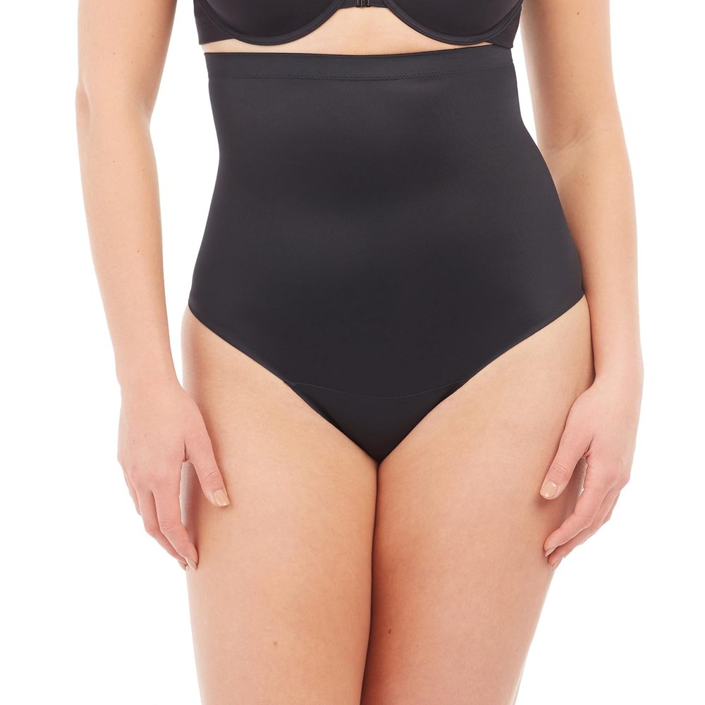 Red Hot by Spanx High-Waist Shapewear Thongs for Women Cotton Gusset 86% Nylon 14% Elastane Very Black LG One Size