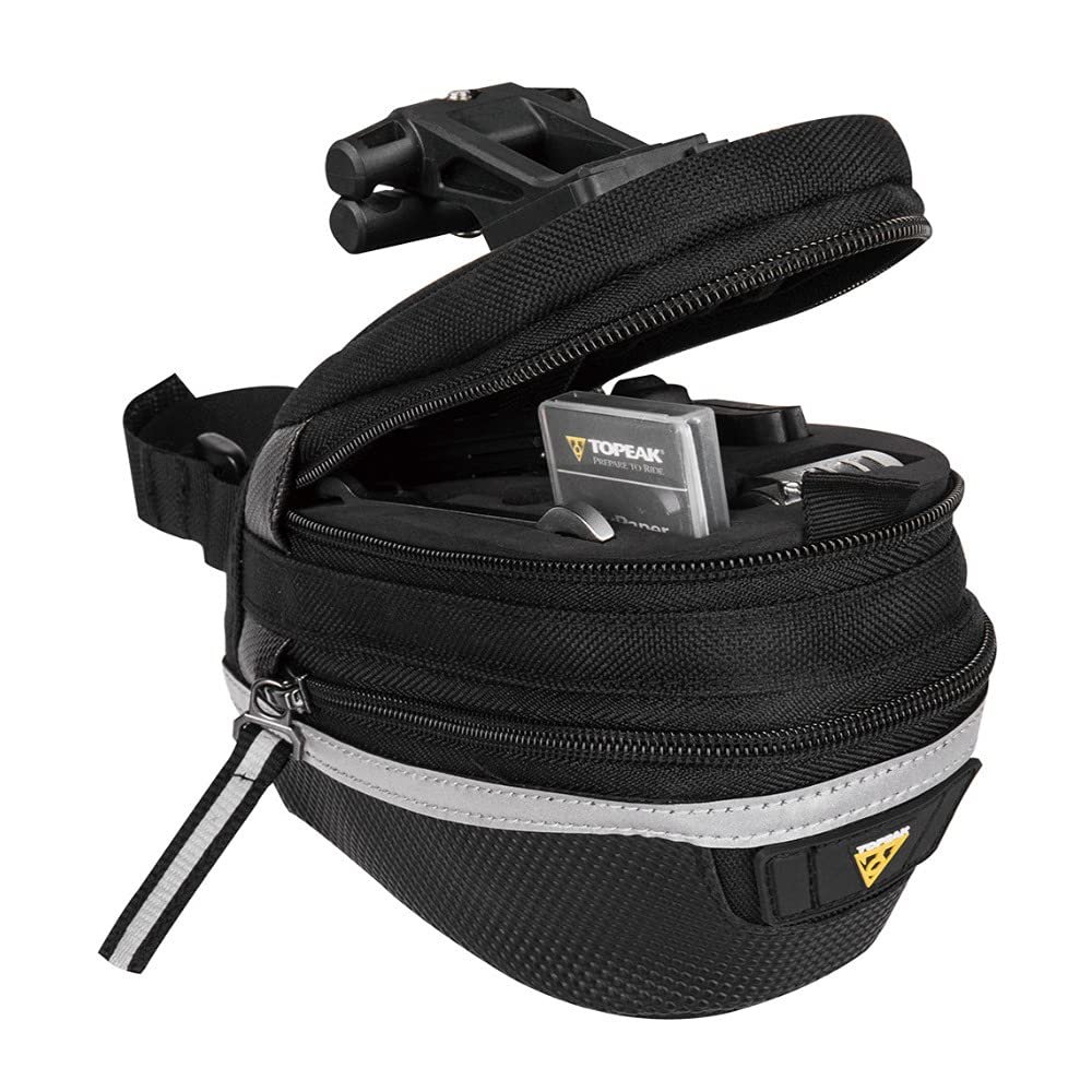 Topeak Survival Tool Wedge Pack II 13-Function Integrated Tool Kit, Expandable 1000D Nylon Saddle Bag with QuickClick Mount