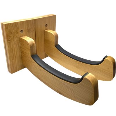Bamboo Surfboard Wall Mount | Wooden Surfboard Rack Display | Horizontal Indoor Wood Racks | Also a Skateboard, Snowboard, Skimboard, Wakeboard & Longboard Hanger, Holder or Hooks | Board Accessories