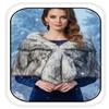 BODIY Bride Fur Shawls and Wraps 1920s Bridal Wedding Faux Fur Scarf Winter Sleeveless Fur Stole for Women and Bridesmaids (white+black) view 1