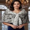 BODIY Bride Fur Shawls and Wraps 1920s Bridal Wedding Faux Fur Scarf Winter Sleeveless Fur Stole for Women and Bridesmaids (white+black) view 3
