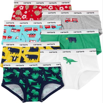 Carter's Boy`s 7 Pack Briefs (Dinosaur(3H739410)/White, 6-7)