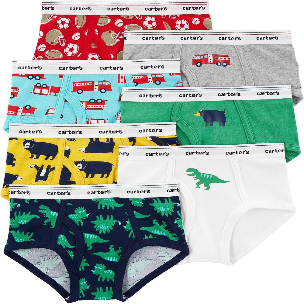Carter's Boy`s 7 Pack Briefs (Dinosaur(3H739410)/White, 6-7)