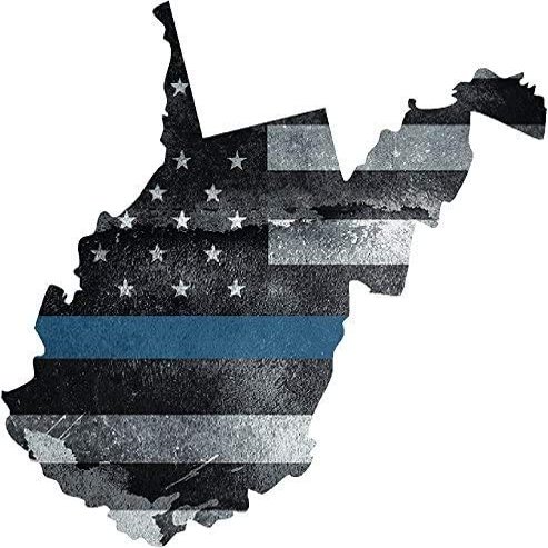 5" WV West Virginia Thin Blue Line Tattered American Flag Police 3M Reflective Sticker