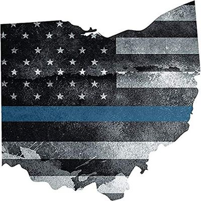 5" OH Ohio State Thin Blue Line Tattered American Flag Police 3M Reflective Sticker