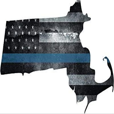 5" MA Massachusetts State Thin Blue Line Tattered American Flag Police 3M Reflective Sticker