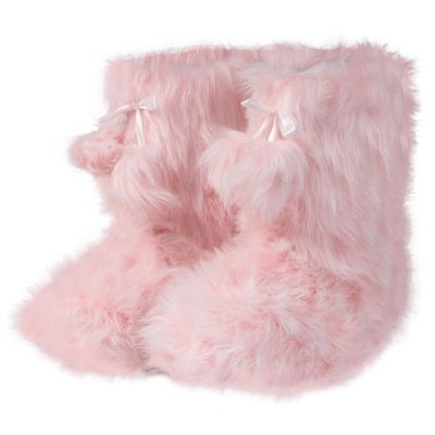 Forfoot Womens Slippers, Anti-Skid Bootie House Shoes Fashion Slippers with Plush Lining Pink Fluffy Bedroom Boots for Women Size 7-8