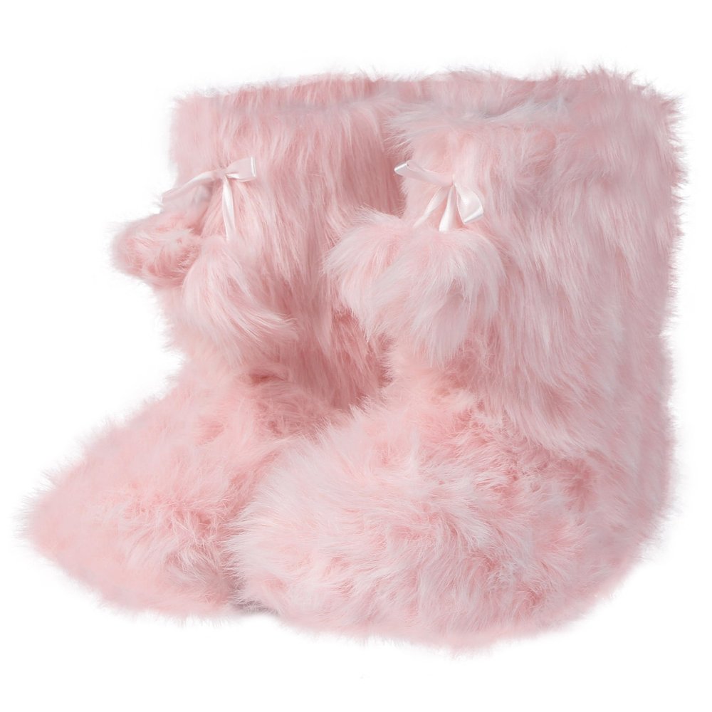 Forfoot Womens Slippers, Anti-Skid Bootie House Shoes Fashion Slippers with Plush Lining Pink Fluffy Bedroom Boots for Women Size 7-8