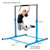 5 Star TD Expandable Kip Bar Kids Gymnastics Horizontal Bar, Adjustable Height Levels Junior Gymnastic Training Tumble Bar with Heavy Duty Curved Legs and Cushioned Hand Pad, Blue view 2