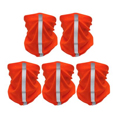 5 Pcs Reflective Bandana neon Face Mask Neck Gaiter for men and women, hi vis Scarf Headbands Balaclava Headwear Tube Windproof Seamless Face Cover (Orange)