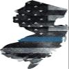 5" NJ New Jersey State Thin Blue Line Tattered American Flag Police 3M Reflective Sticker view 1