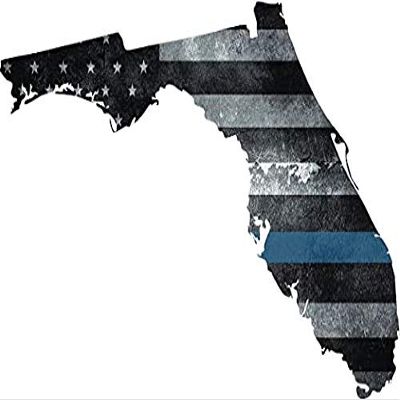 5" FL Florida State Thin Blue Line Tattered American Flag Police 3M Reflective Sticker Law
