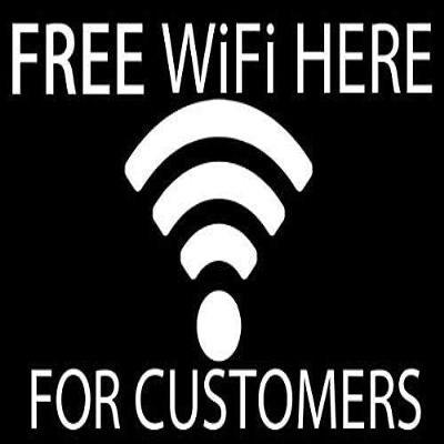 B/W Large Free Wi-Fi HERE for CUSTOMERS Business Window 3M Reflective Sticker| Door Decal