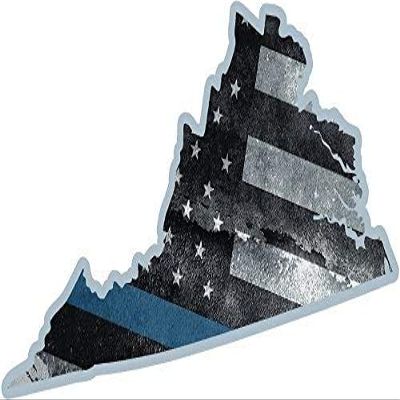 5" VA Virginia Thin Blue Line Tattered American Flag Police 3M Reflective Sticker