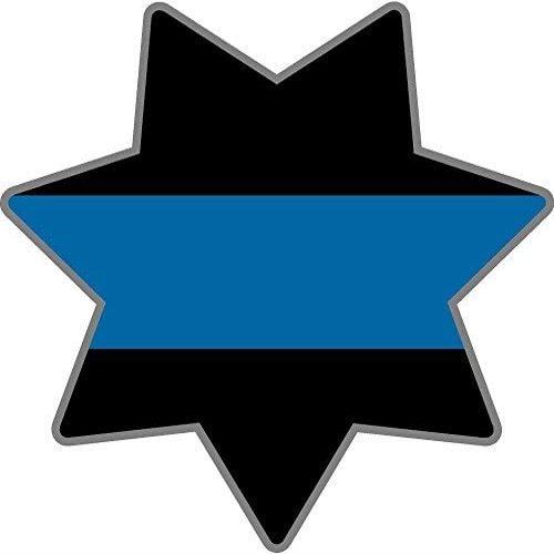 4" Police Shield (x2) Star Thin Blue Line Police Officer Sheriff Dept 3M Reflective Sticker