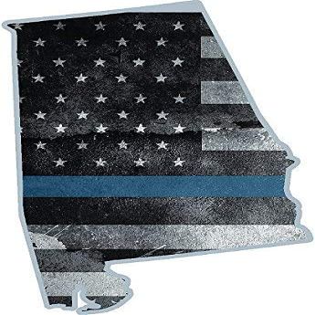 5" Alabama State Thin Blue Line AL Tattered American Flag Police 3M Reflective Sticker Law