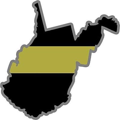 4" West Virginia WV State Thin Gold Line Dispatcher Dispatch 911 Decal 3M Reflective Sticker